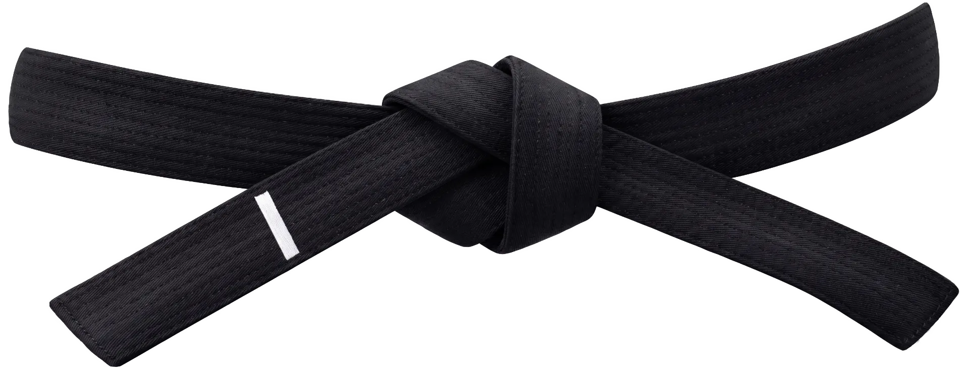 1st Dan Taekwondo black belt with one white rank stripe.