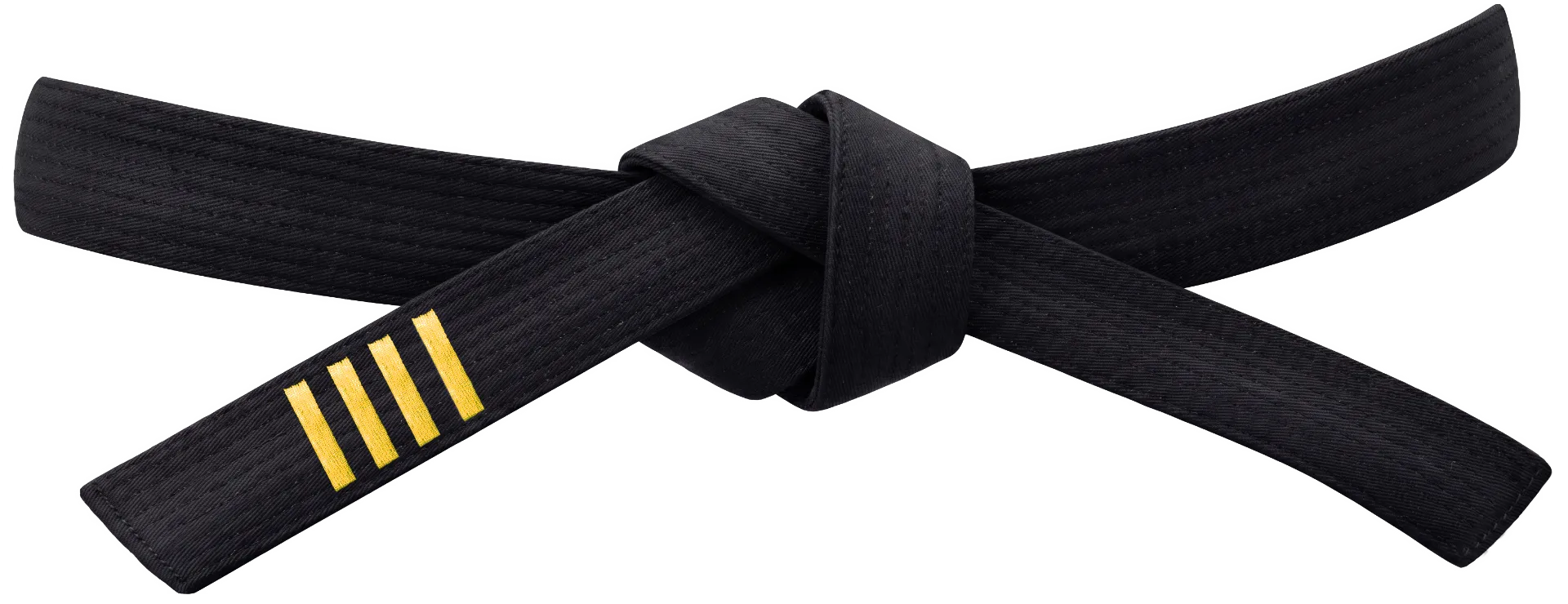 4th Dan Taekwondo black belt with four golden rank stripes.