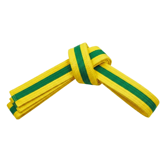 Yellow-green Taekwondo belt, showing the deeper rooting of the techniques learned.