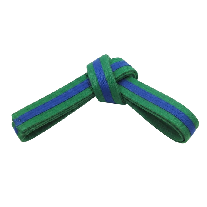 Green-blue Taekwondo belt, representing steady growth and new martial arts skills.