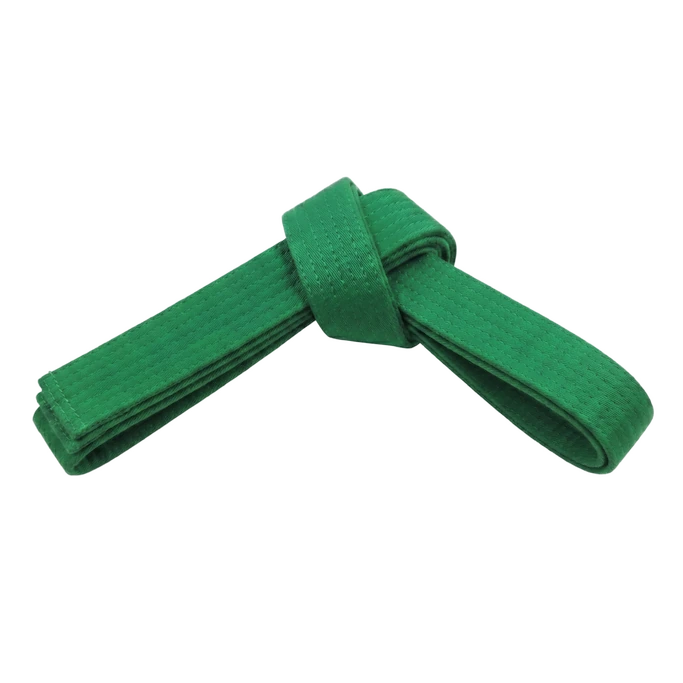 Green Taekwondo belt, symbolizing the growth of abilities in Taekwondo.