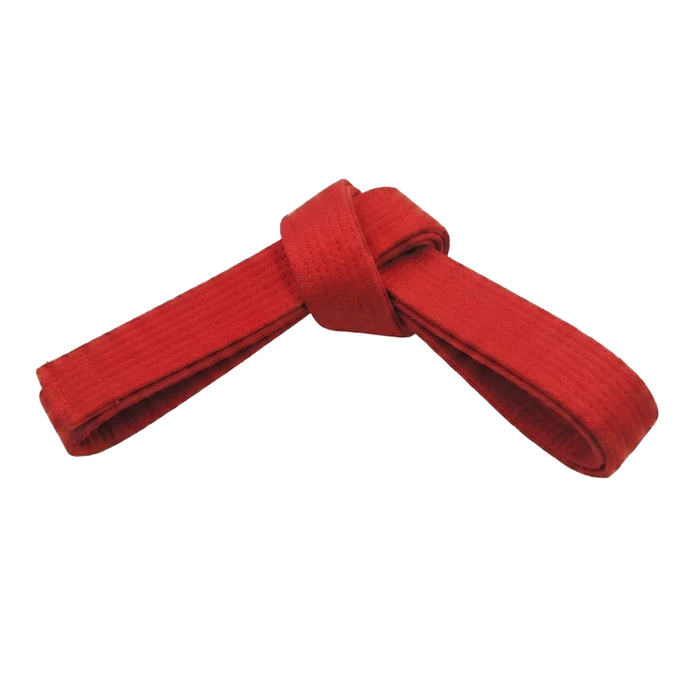 Red Taekwondo belt, symbolizing great power that is controlled through respect.